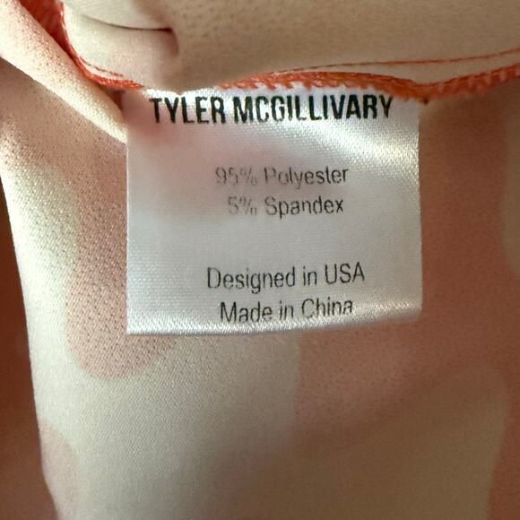 Tyler McGillivary Samara Orange Wave Print Cropped Button Top Size Medium - Picture 7 of 8